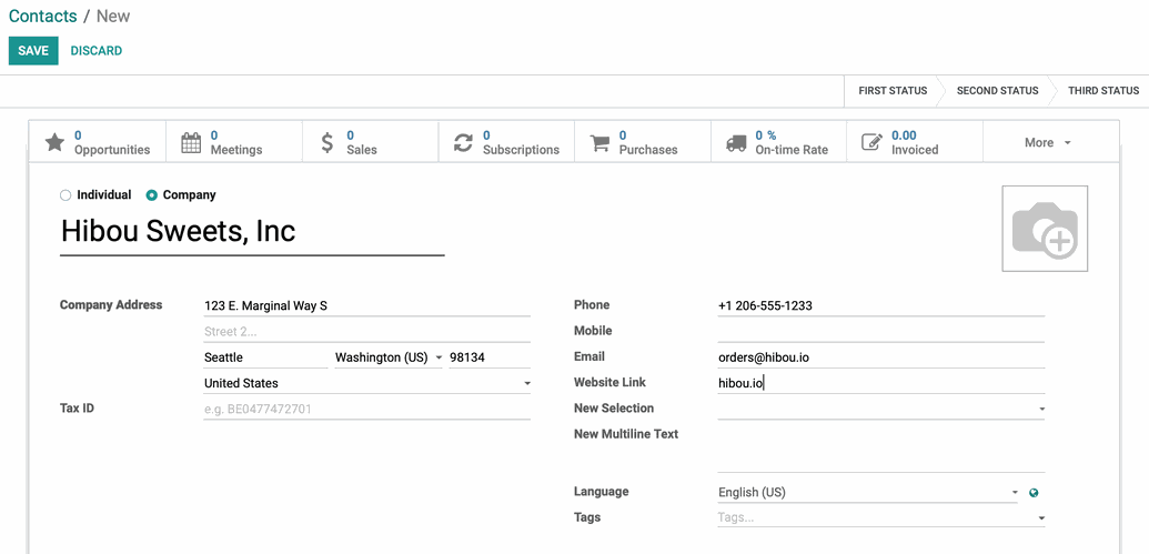 Odoo image and text block